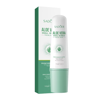 Глиняно-бульбашкова маска для обличчя SADOER Aloe Vera Small Bubble для очищення та звуження пор 100 г