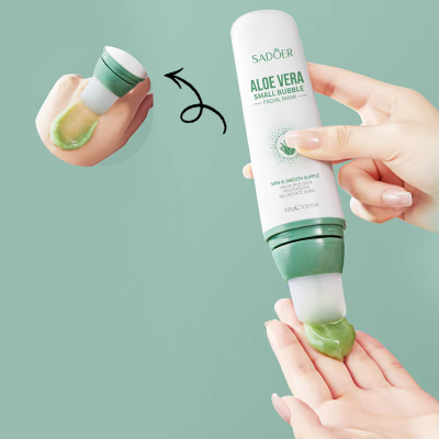 Глиняно-бульбашкова маска для обличчя SADOER Aloe Vera Small Bubble для очищення та звуження пор 100 г