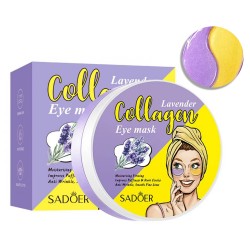 Двоколірні гідрогелеві патчі під очі SADOER Lavender Collagen зволожуючі, зміцнюючі 60 шт