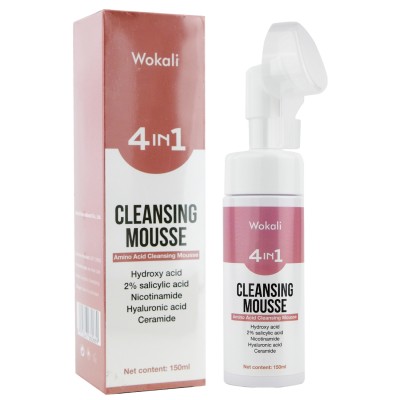Пінка-мус для вмивання Wokali 4 in 1 Cleansing Mousse з гіалуроновою, саліциловою, гідроксикислотою, нікотинамідом та церамід 150 мл