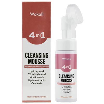 Пінка-мус для вмивання Wokali 4 in 1 Cleansing Mousse з гіалуроновою, саліциловою, гідроксикислотою, нікотинамідом та церамід 150 мл