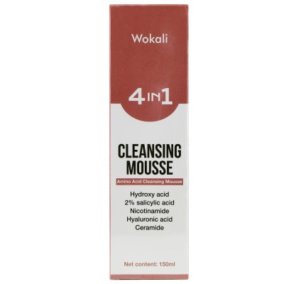 Пінка-мус для вмивання Wokali 4 in 1 Cleansing Mousse з гіалуроновою, саліциловою, гідроксикислотою, нікотинамідом та церамід 150 мл