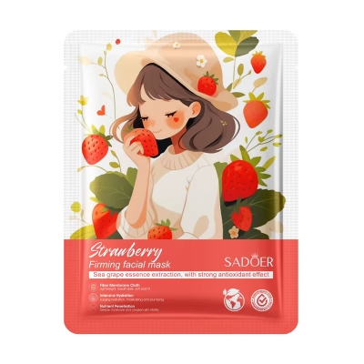 Тканинна маска для обличчя SADOER Strawberry зміцнююча 25 г