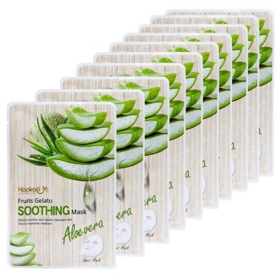 Тканинна маска Wokali Aloe Vera Fruits Gelato Soothing Mask з екстрактом алое вера HA-3012 (30мл*10шт)