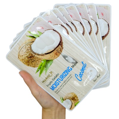 Тканинна маска Wokali Coconut Fruits Gelato Moisturizing Mask з екстрактом кокоса HA-300 (30мл*10шт)