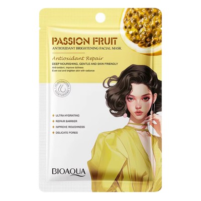 Тканинна маска для обличчя BIOAQUA Passion Fruit антиоксидантна, поживна, освітлююча 25 г