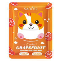 Тканинна маска для обличчя SADOER Cartoon Grapefruit Hyaluronic Acid зволожуюча 25 г