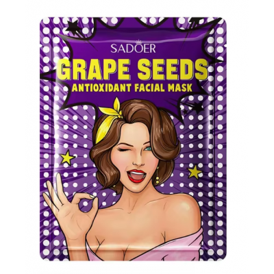 Тканинна маска для обличчя SADOER Grape Seed зволожуюча з антиоксидантами 25 г