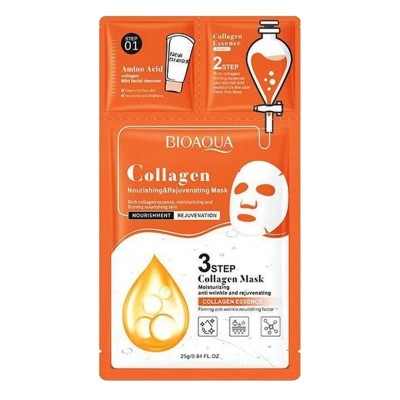 Тканинна маска для обличчя 3в1 BIOAQUA Collagen для глибокого догляду за шкірою