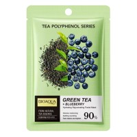 Тканинна маска для обличчя BIOAQUA Green Tea + Blueberry зволожуюча 25 г