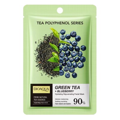 Тканинна маска для обличчя BIOAQUA Green Tea + Blueberry зволожуюча 25 г
