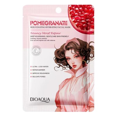 Тканинна маска для обличчя BIOAQUA Pomegranate омолоджуюча, поживна, зволожуюча 25 г
