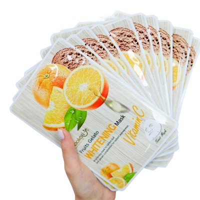 Тканинна маска Wokali Vitamin C Fruits Gelato Whitening Mask з екстрактом апельсина HA-3008 (30мл*10шт)