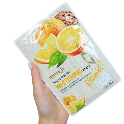Тканинна маска Wokali Vitamin C Fruits Gelato Whitening Mask з екстрактом апельсина HA-3008 (30мл*10шт)