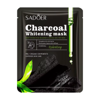 Тканинна чорна маска для обличчя SADOER Bamboo Charcoal очищаюча, зволожуюча, освітлююча 25 г