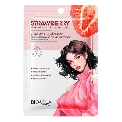 Тканинна маска для обличчя BIOAQUA Strawberry живильна, зволожуюча 25 г