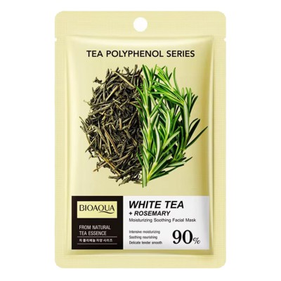 Тканинна маска для обличчя BIOAQUA White Tea + Rosemary зволожуюча, заспокійлива 25 г