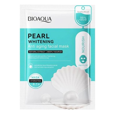 Тканинна маска для обличчя BIOAQUA Pearl освтілююча, омолоджуюча 30 г