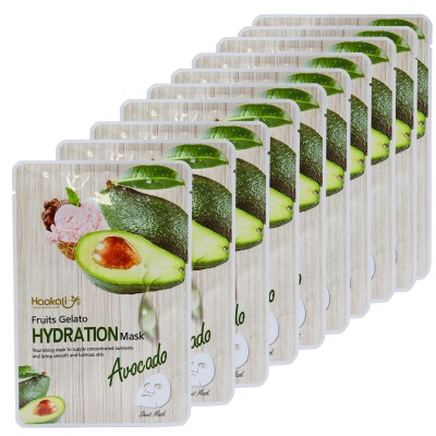 Тканинна маска Wokali Avocado Fruits Gelato Hydration Mask з екстрактом авокадо HA-3010 (30мл*10шт)