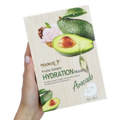 Тканинна маска Wokali Avocado Fruits Gelato Hydration Mask з екстрактом авокадо HA-3010 (30мл*10шт)