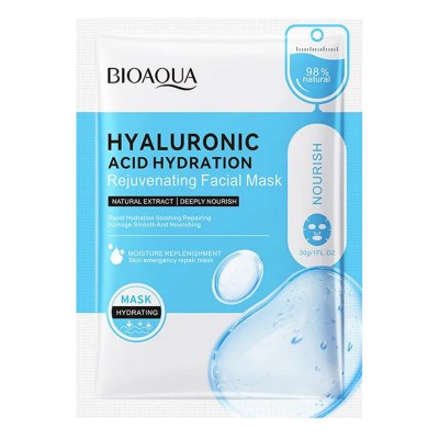 Тканинна маска для обличчя BIOAQUA Hyaluronic Acid зволожуюча, відновлюча 30 г