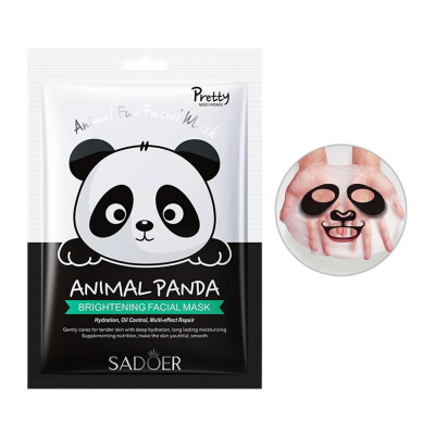Тканинна маска для обличчя з принтом SADOER Animal Panda зволожуюча, освітлювальна 25 г