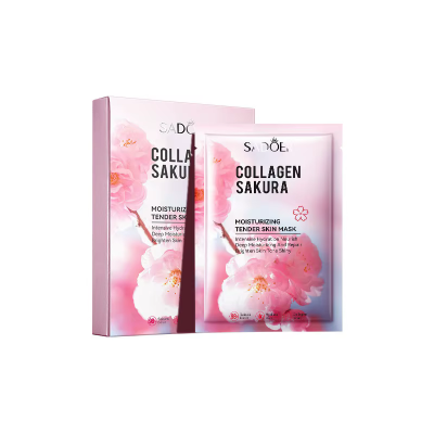 Набір тканинних масок для обличчя SADOER Collagen Sakura інтенсивне зволоження (25 г*10 шт)